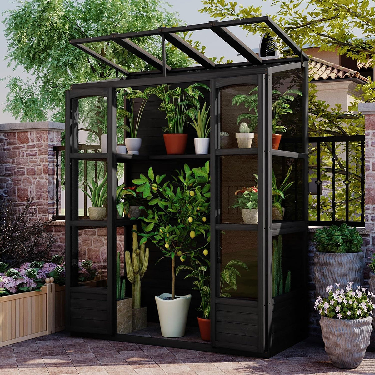 polibi wooden greenhouse, cold frame portable greenhouse with, main product view
