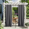 NICETOWN 2 Panels Blackout Outdoor Curtains for Patio Waterproof, Grommet & Back Tab on Top & Bottom Weighted Privacy Light & Sound Reducing for Porch with Bonus Rope for Fixed, Grey, W46 x L63