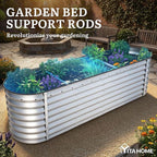 YITAHOME 24" Tall 9 in 1 Large Raised Garden Bed Kit, 8x2x2ft Galvanized Metal Planter Box with Gloves and Safety Rubber, Outdoor Above Ground Planters for Plants Vegetables Flowers, Silver