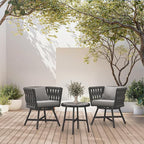 Grand patio Swivel Rope Wicker Chairs Set of 2, Patio Dining Chairs with Cushions, Wicker Armchairs Frame, Outdoor Modern Style for Backyard, Balcony, Quinn, Dark Grey
