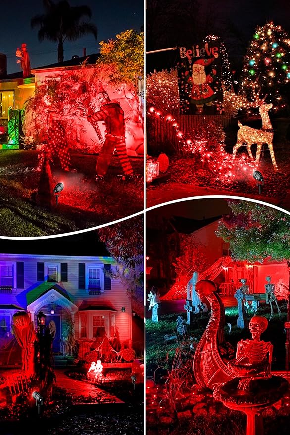T-SUN Red Spotlight Outdoor, Waterproof LED Landscape Lighting with US Plug, Easy Install 270° Adjustable Outdoor Spot Lights for Garden Tree Yard Decor