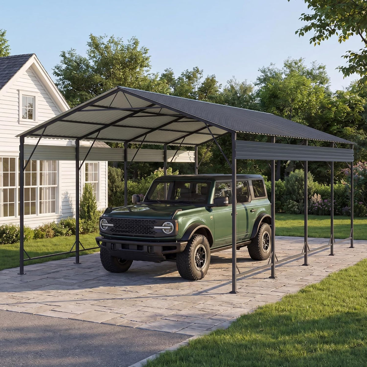 greesum 12x20ft heavy duty metal carport with side, main product view