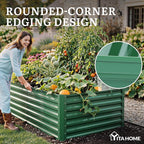 YITAHOME 6x3x2 ft Galvanized Raised Garden Bed Kit, Large Metal Planter Box with Gloves & Support Rod, Outdoor Flower Bed for Plants Vegetables, Green