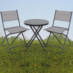 2-Piece Folding Bistro Sling Chairs, Portable Outdoor Patio Dining Set, Gray, No Assembly