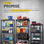 Plano 5-Shelf Extra Heavy Duty Plastic Storage Shelves, 72.5” x 36” x 24”, 1000lb Capacity, Pantry, Office, Closet and Garage Shelves, Easy to Assemble, Durable Plastic Shelving Unit