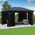 Black Outdoor Curtains for Patio Waterproof - 8 Panels Privacy Weatherproof Outside Curtains with Grommets for Pergola, Gazebo, Porch, Cabana, Balcony, 54 x 84 Inch