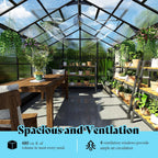 amerlife 8x12x7ft polycarbonate greenhouse, walk in greenhouse with showing dimensions