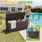 Greesum Outdoor Storage Box 82 Gallon Storage Bin with Lid for Patio Furniture, Garden Tools, Pool Supplies, Waterproof and UV Resistant, Lockable, Dark Brown