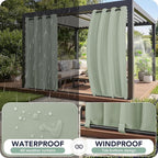 Outdoor Curtains for Patio Waterproof 6 Panels - Windproof, Privacy, Weatherproof Outside Drapes for Gazebo Pergola Porch, Grommet Top and Tab Bottom, 54x84 Inch, Sage Green