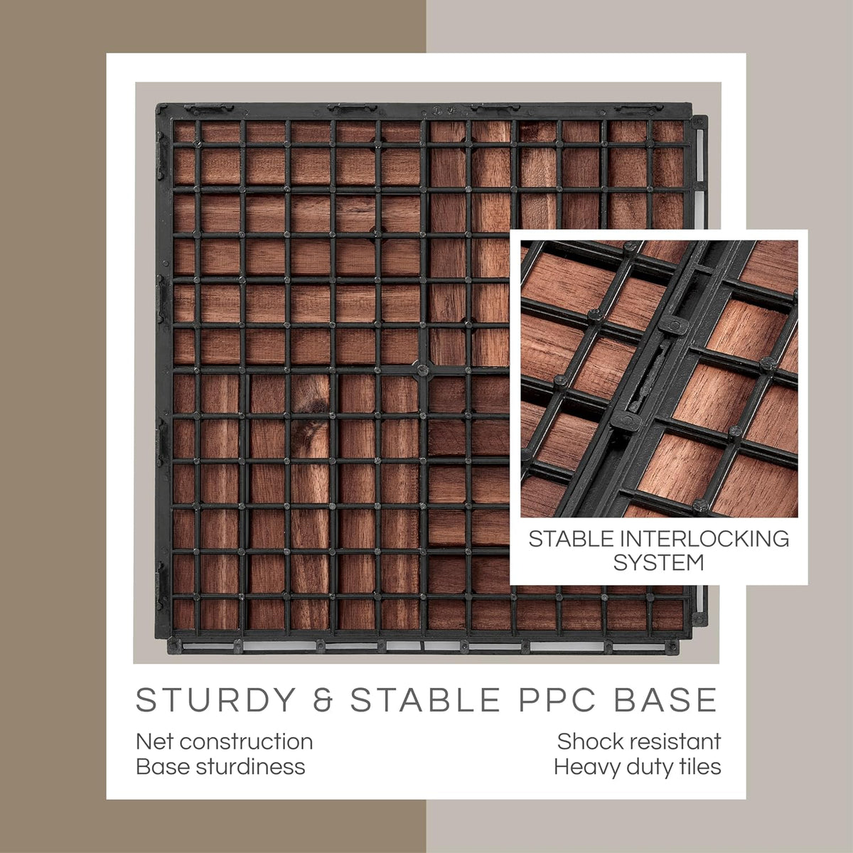 thyoi premium deck tiles, 10 pcs patio flooring, side view