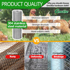 Hardware Cloth 1/4 inch 23 Gauge Small Size 304 Stainless Steel mesh Chicken Welded Wire Fencing Wire Mesh Roll Fencing Garden Fence Squirrel Tunnel Network 8in×10ft