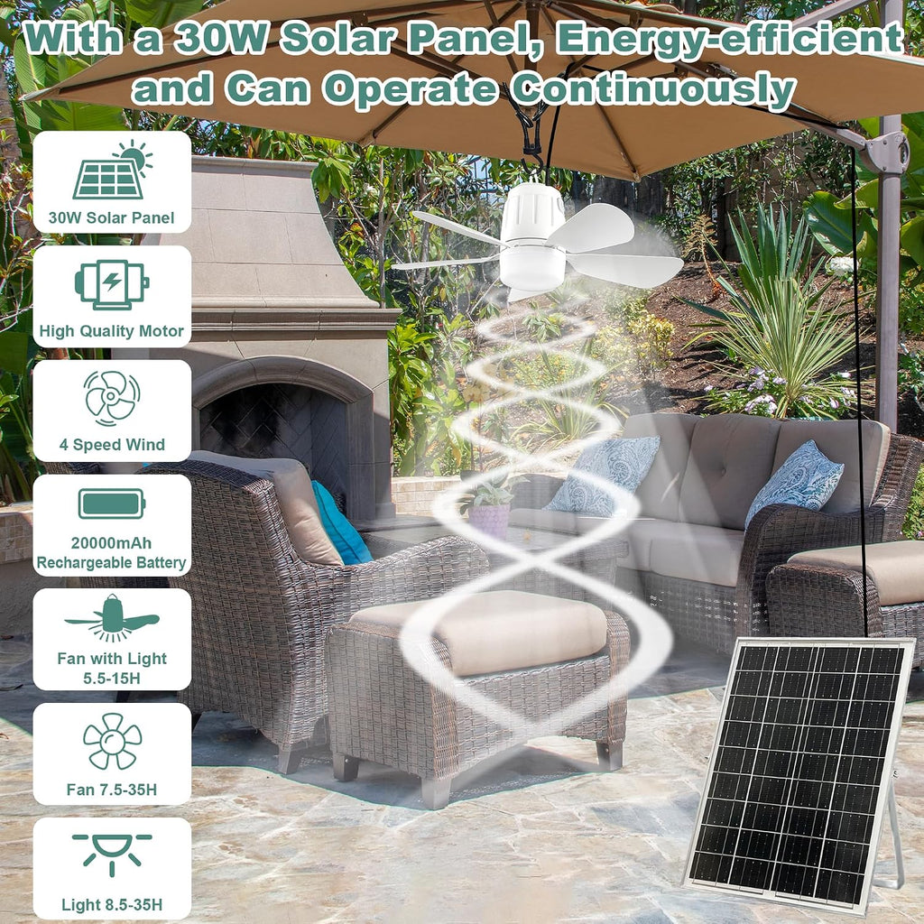 gliztech solar ceiling fan light,portable gazebo fan with, close-up detail