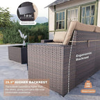 Kullavik 9 Pieces Outdoor Patio Furniture Set,PE Wicker Rattan Sectional Sofa Patio Conversation Sets with Swivel Rocking Chairs Set,Sand