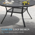 VICLLAX Patio Table and Chair Set of 6, All Weather Metal Round Outdoor Dining Furniture Set-47 Round Outdoor Table and Chairs, Black Tabletop
