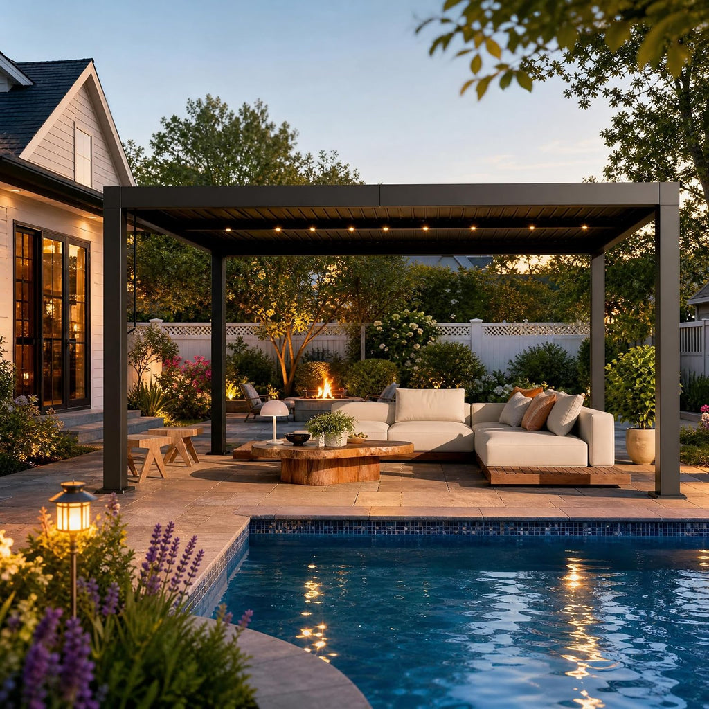 12x16ft louvered pergola, modern style outdoor pergola with, main product view