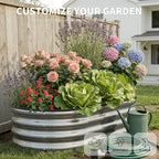 Galvanized Metal Raised Garden Bed Kit for Outdoor Planter Boxes with Easy Assembly,Oval Large Galvanized Gardening Raised Bed for Vegetables, Fruits, Flower (Silver, 4 * 2 * 1ft)