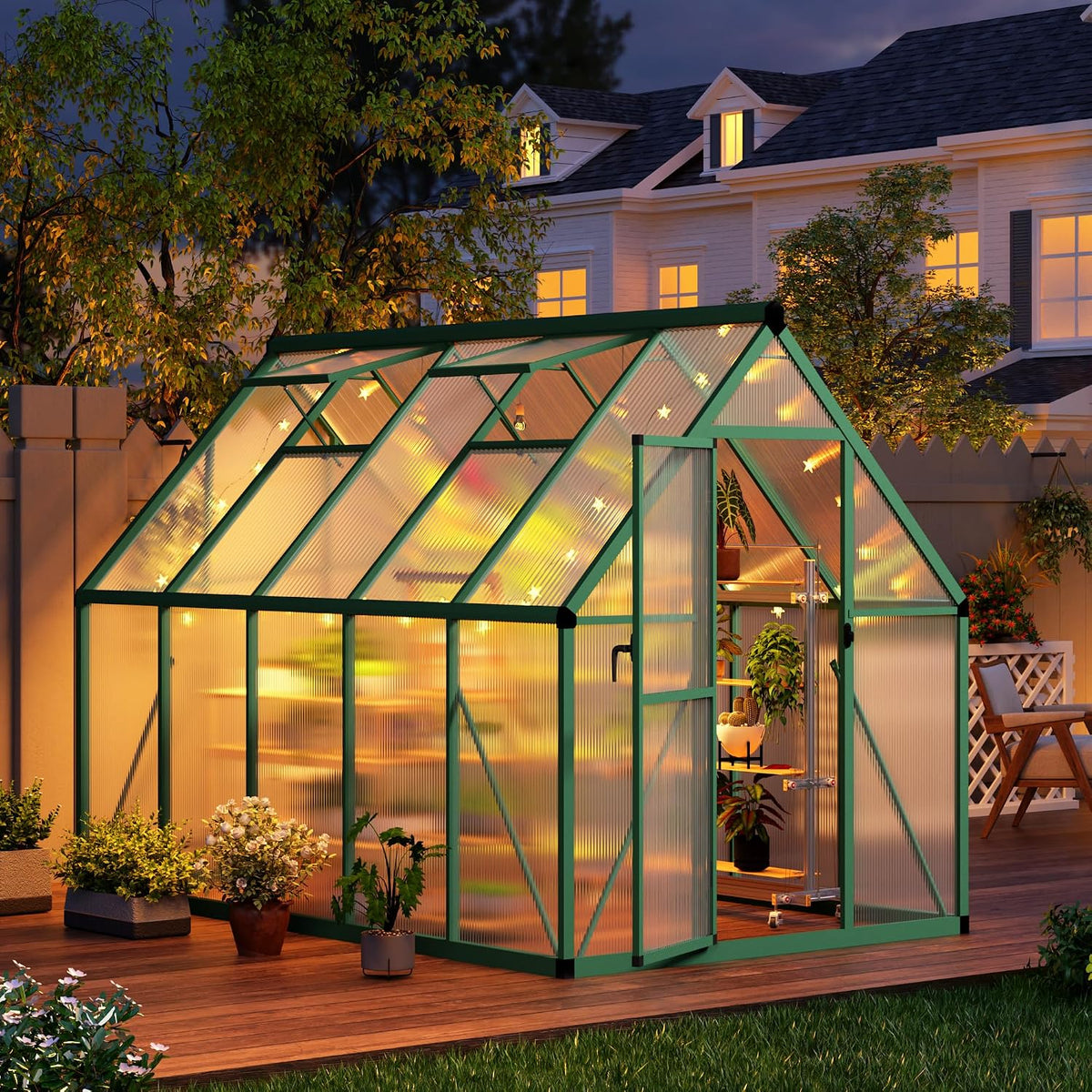 cabihome 8x12 ft outdoor greenhouse, polycarbonate greenhouse with, main product view