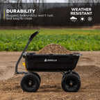 gorilla carts dump garden cart, 7 cu ft,1200 showing dimensions