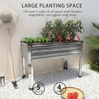 2PCS Galvanized Raised Garden Bed with Legs,2PCS 48×18×30in Elevated Planter Box for Backyard,Outdoor Garden, Patio, Balcony, 300lb Capacity,Silver