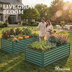 YITAHOME 6x3x2 ft Galvanized Raised Garden Bed Kit, Large Metal Planter Box with Gloves & Support Rod, Outdoor Flower Bed for Plants Vegetables, Green