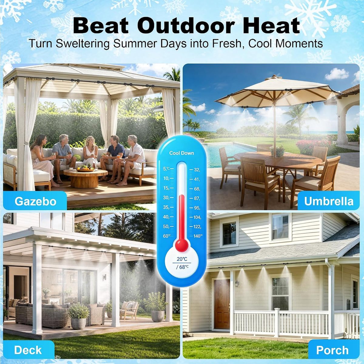 thiswing 100 ft dual-line misting cooling system with, package contents