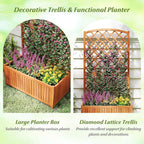 giantex solid acacia wood planter box with trellis showing dimensions