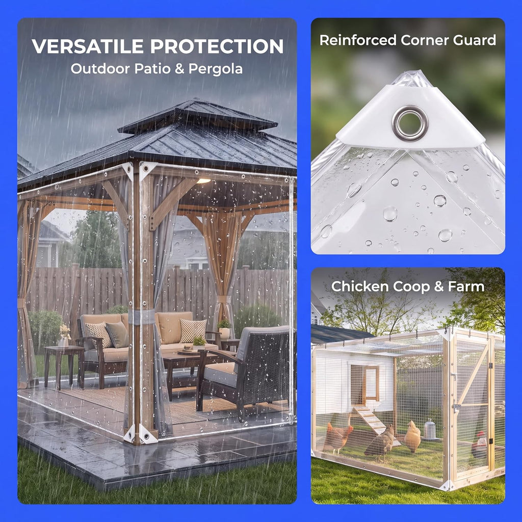 14 mil clear tarp heavy duty waterproof, tear-resistant on a desk or shelf