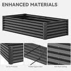 YITAHOME 6x3x1.5 ft Galvanized Raised Garden Bed Kit, Large Metal Planter Box with Gloves & Support Rod, Outdoor Flower Bed for Plants Vegetables, Black