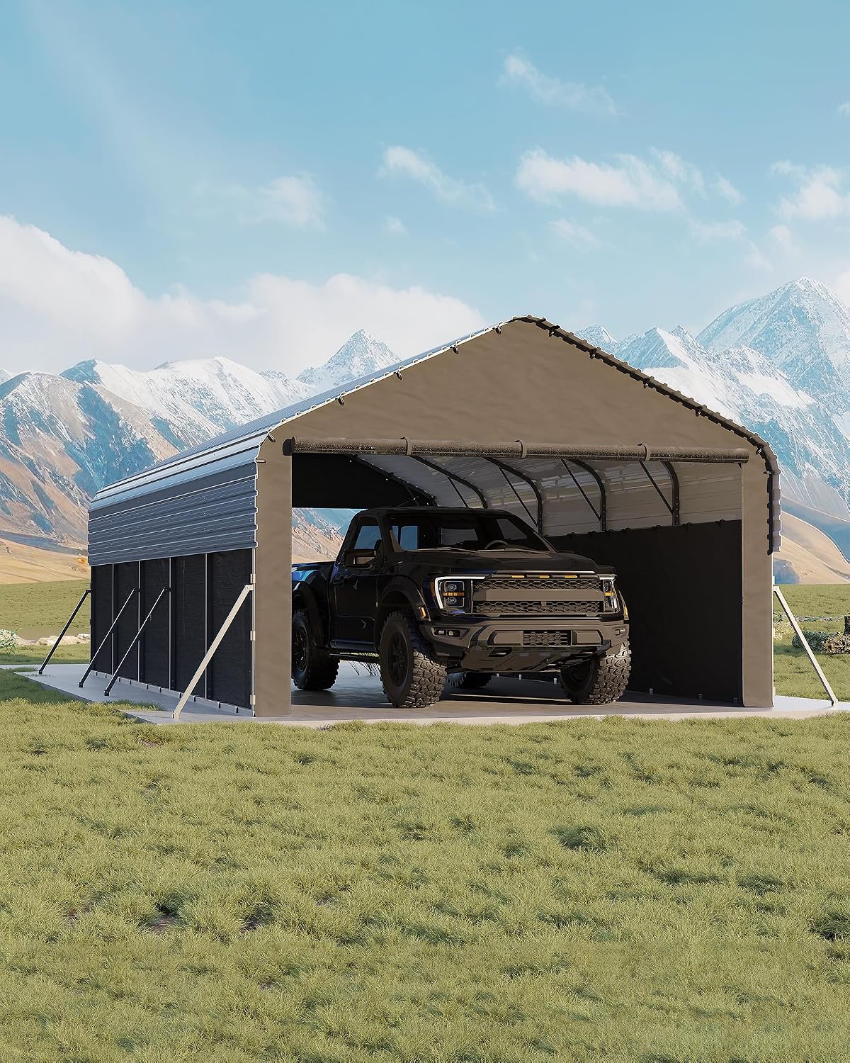 garvee 12x25x9 ft metal carport oversized, enclosed car, main product view