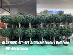 4ft artificial boxwood double ball topiary trees,2pack faux, close-up detail
