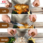 Kitchen Mama Meat Claws, Stainless Steel with Wooden Handle, 1 Pair | BBQ Shredder Claws, For Pulling Pork, Chicken, Beef, Turkey, Perfect for Grill Masters