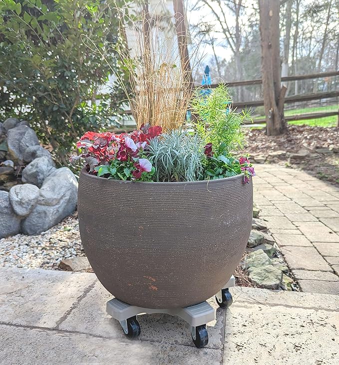Bosmere 14" Plant Caddie - Heavy-Duty Rolling Plant Stand with Locking Wheels, 500 lb Capacity – Durable Plant Caddy for Indoor/Outdoor Use, Light Gray