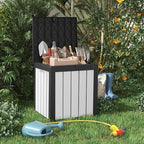EasyUp 50 Gallon Outdoor Storage Box, Resin Waterproof UV-Resistant Deck Box, Reinforced Stability for Patio, Garden, and Poolside, Striped Black & White