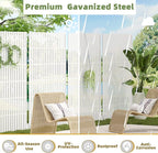Casaphoria Metal Privacy Screen Outdoor, 72" H x 47" W Freestanding Decorative Privacy Screen for Patio Deck Balcony Garden with Stable Base, White-Fence