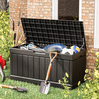 Greesum 82 Gallon Resin Deck Box All Weather Large Outdoor Storage for Patio Furniture, Toys, Garden Tools, Lockable, Black