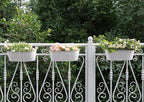 Dahey 3 Pcs Metal Iron Hanging Flower Pots for Railing Fence 15.7 Inch Hanging Bucket Pots Countryside Style Window Flower Plant Holder with Detachable Hooks for Garden Yard Home Decor, White