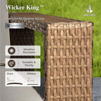 HERA'S HOUSE 4 Pieces Patio Furniture Set, 2 Outdoor Rattan Wicker Armchairs Set with 2 Ottomans, All Weather Patio Conversation Set with 5.3" Widened Armrest, 10" Ultra Thick Comfy Sponge Cushion