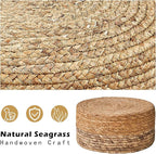 Cpintltr Ottoman Outdoor Sea Grass Stool Poufs Hand Woven Round Foot Stool for Sofa Desk Soft Step Stool Padded Foot Rest Multiple Colors Decorative Furniture Natural/Brown