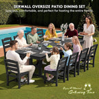 SERWALL Outdoor Dining Chairs Set of 4, All-Weather HDPE Patio Chair with 19.7" Widened Seat, for Backyard, Garden, Black