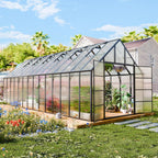 wacasa 28x10x10 ft polycarbonate greenhouse with aluminum frame, main product view