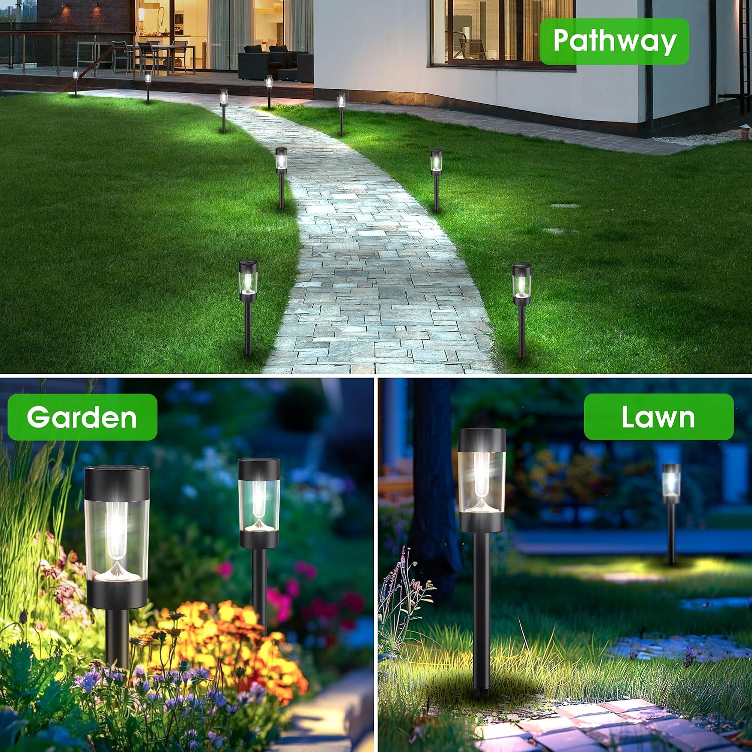 Eyrosa Solar Pathway Lights Outdoor Waterproof, 8 Pack, Cool White | Solar Landscape Lighting for Pathway Garden Yard Path Walkway Driveway Lawn Outside Décor