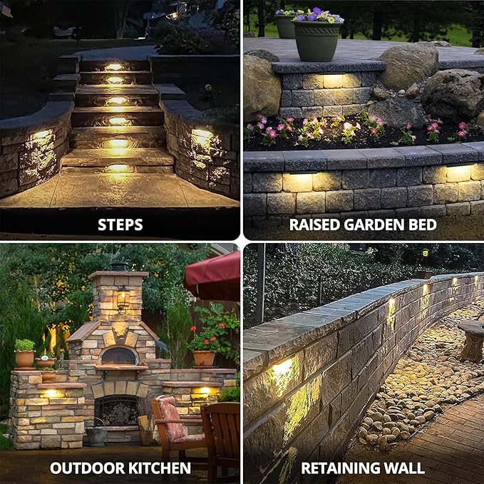 GKOLED 6.8 Inch LED Hardscape Lighting, Low Voltage Outdoor Retaining Wall Lights, Paver Lights, Light Module Replaceable Step Light, IP65 Waterproof, Die-cast Aluminum Housing Gray