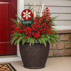 Sunnydaze 24-Inch Anjelica Large Plastic Pot for Plants - Outdoor Double-Walled Large Plastic Planter with Drillable Drainage Holes- Rust