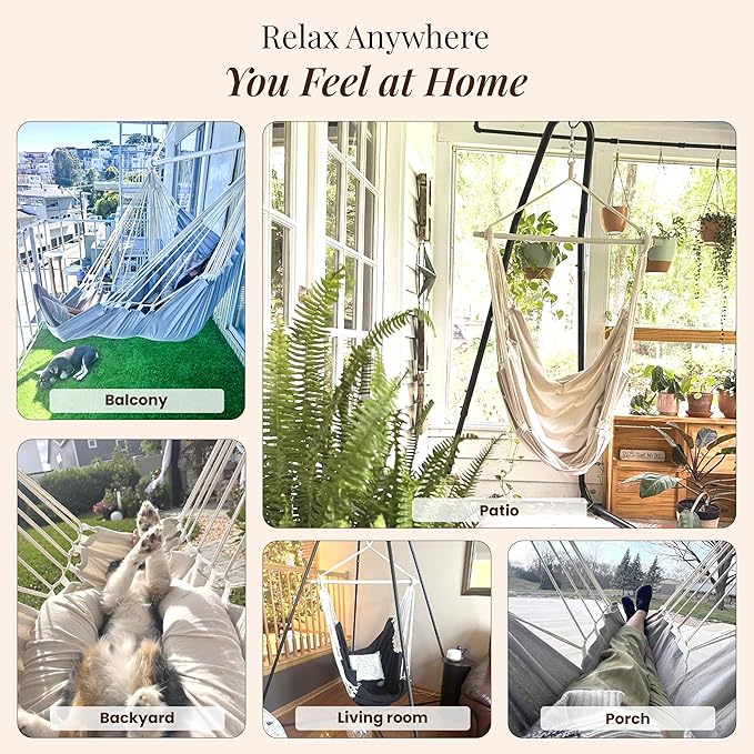 Hanging Hammock Chair Swing - Hammock Swing Chair with Foot Rest - Indoor/Outdoor Hanging Chair - Quick & Easy Setup with Durable Hardware – Spacious Full Body Support – Holds 440 Lbs