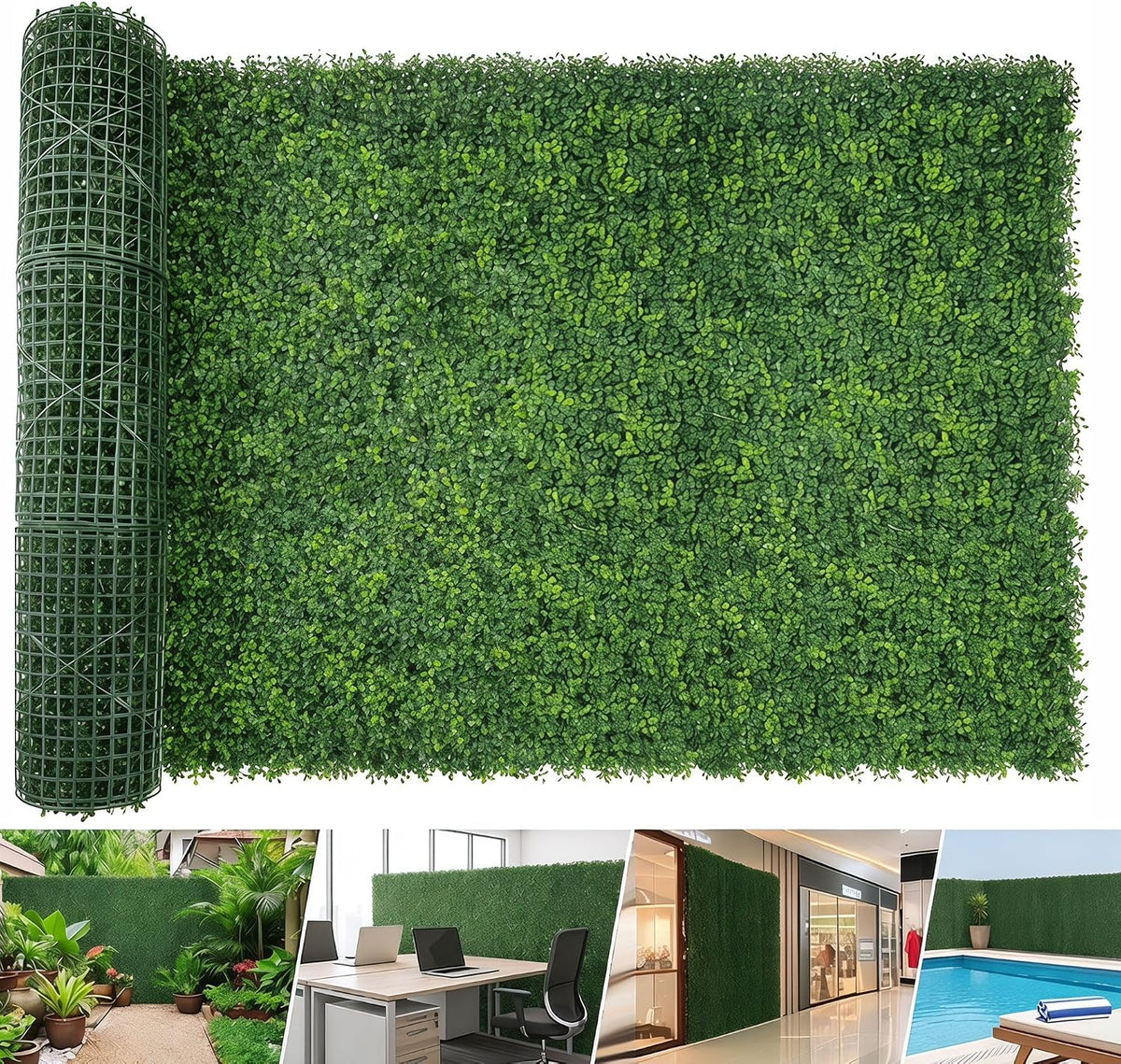 bybeton 40"x160"(43sqft) ivy privacy fence uv-anti boxwood grass, main product view
