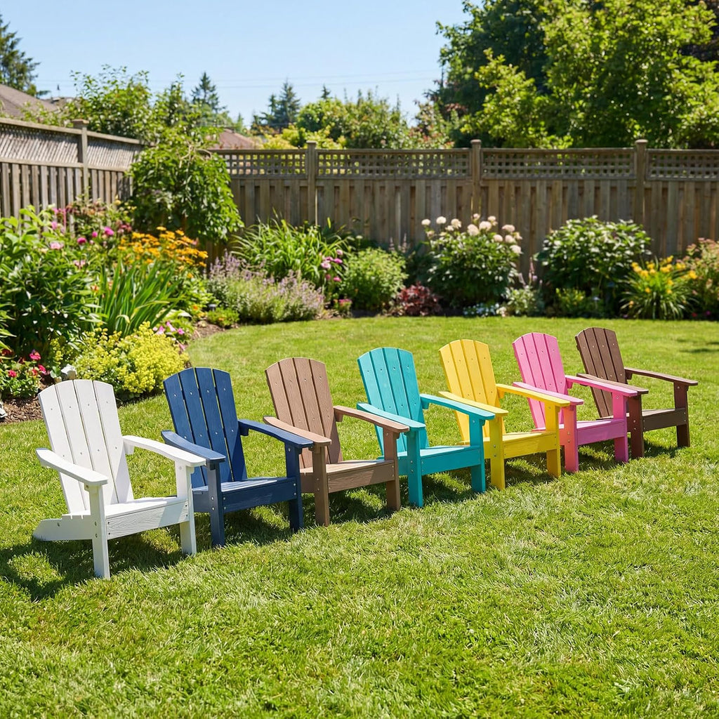 GIANTEX Kids Adirondack Chair Set of 2 for Age 3-8, Turquoise | All-Weather HIPS Children's Outdoor Chair w/Ergonomic Design, Toddler Lawn Chairs, Kids Beach Chair for Garden Patio Backyard