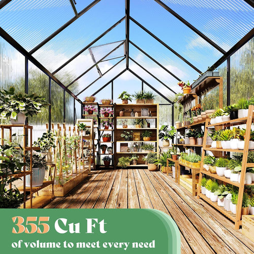 amerlife 6x12 ft walk-in polycarbonate greenhouse with 2 shown in use