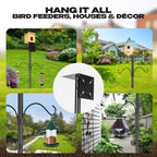 79 Inch Adjustable Bird House Pole | Heavy Duty Bird Feeder Pole for Outdoors | Bird Feeder Stand with Mounting Bracket and Shepherd's Hooks | Mounting Pole for Smart Bird Feeder