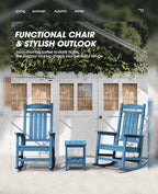 KINGYES HDPE Patio Rocking Chair Set of 4, Outdoor Rocking Chairs Porch Rocker for Adults, Navy