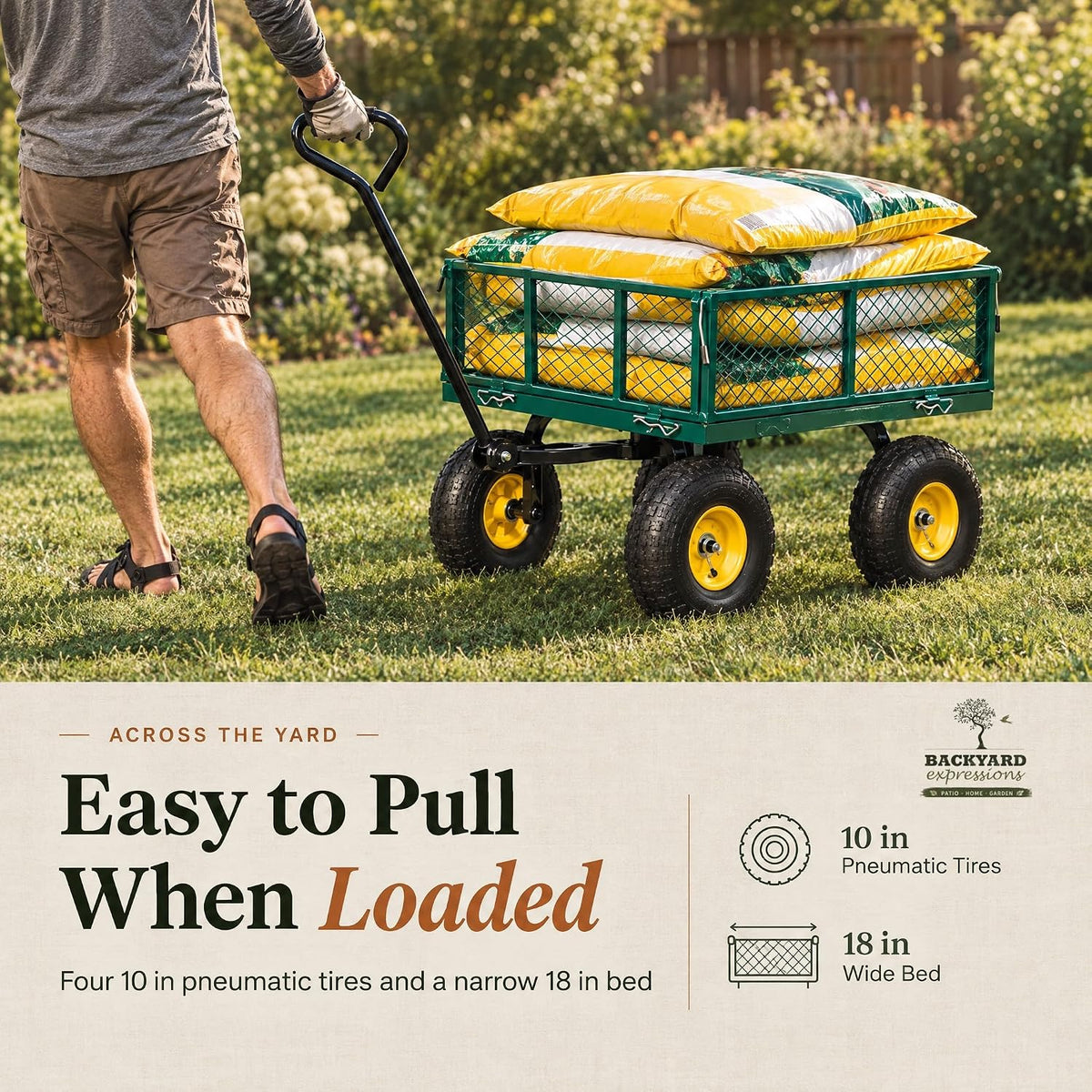 backyard expressions garden cart and utility wagon, 400, side view